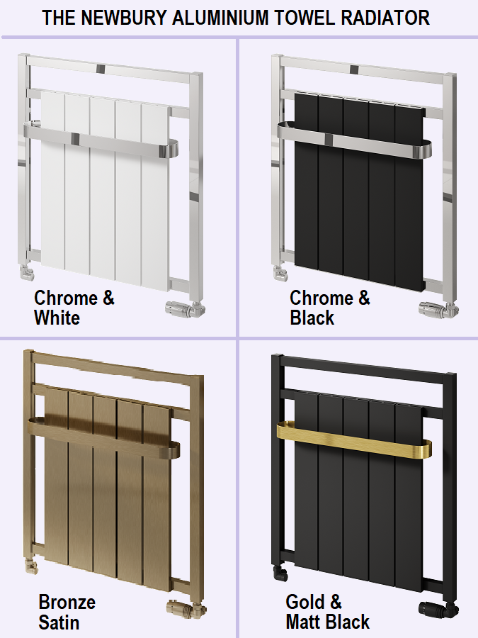 Newbury Aluminium Towel Radiator 705 x 675mm - Chrome & White